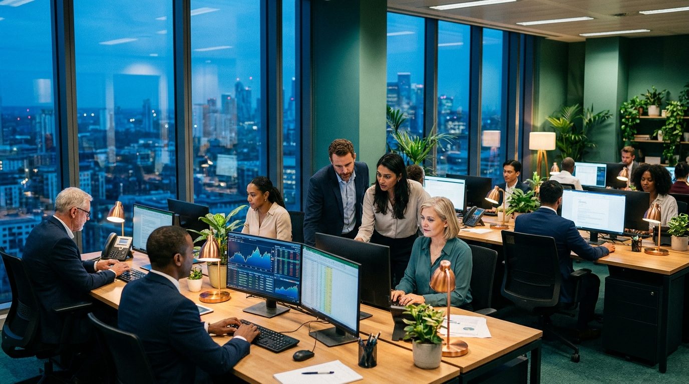 Open space with analysts and advisors at work